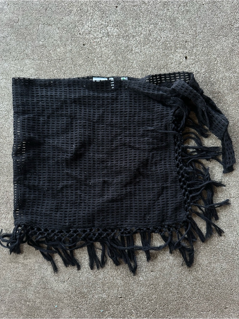 ASOS Black Fringe Crochet Beach Cover-Up Wrap